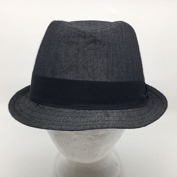 All American Stetson fedora hat black and gray chevron polyester Sz Small/Medium - Picture 3 of 16